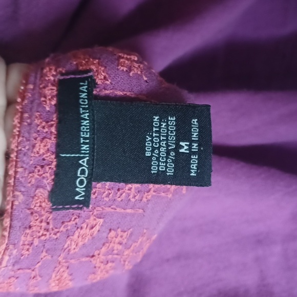 Moda International Purple and Pink Embroidered Cotton Tunic - Picture 6 of 6